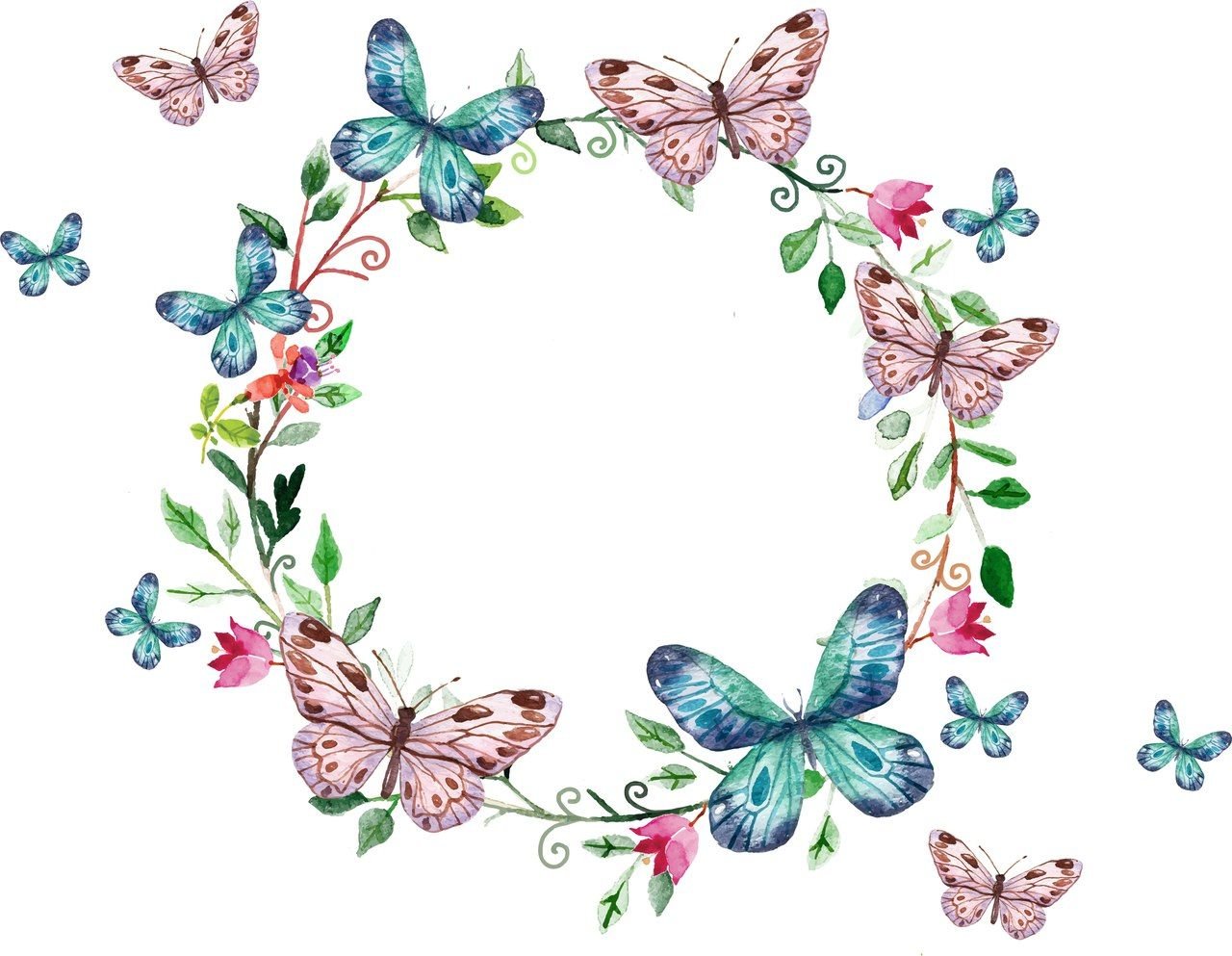 Круглая рамка с бабочками