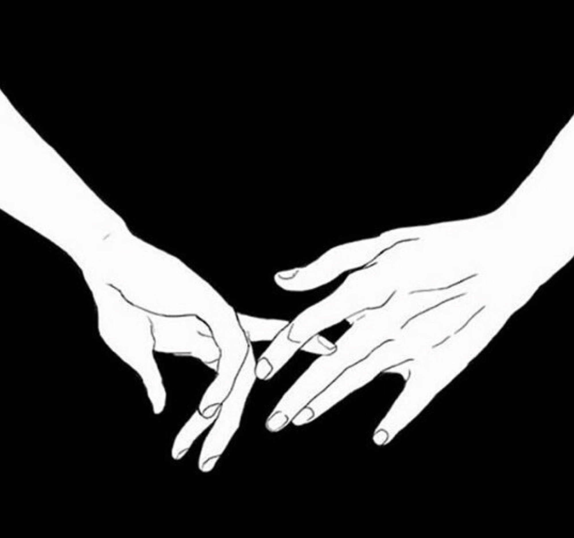 Руки тянутся друг к другу черно белое
