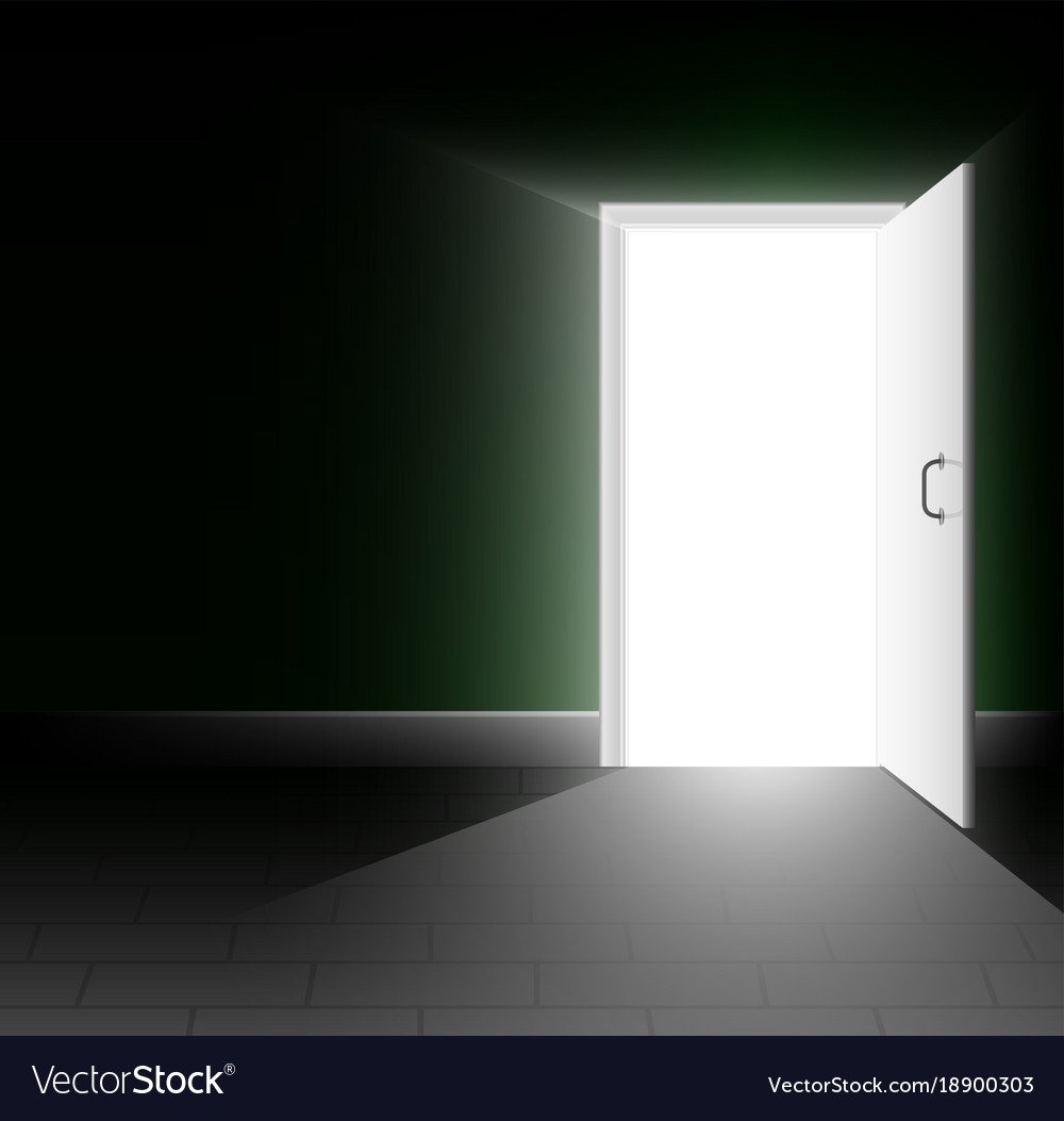 Открытая дверь в темной комнате. Открытая дверь в темноте. Свет из дверного проема. Открытая дверь в темную комнату. Дверной проем в темноте.