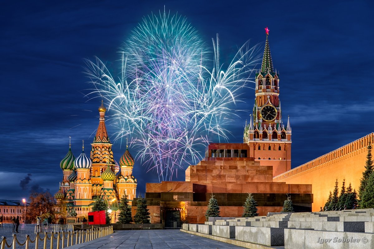 Новый год, Спасская башня, Кремль, Москва