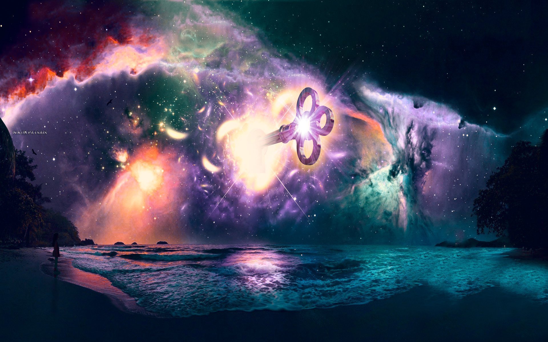 Разрыв между мирами. Космос фэнтези. Картина космос. Планеты фэнтези. Магический космос.