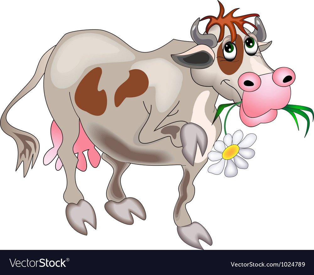 Мультяшная корова с цветочком
