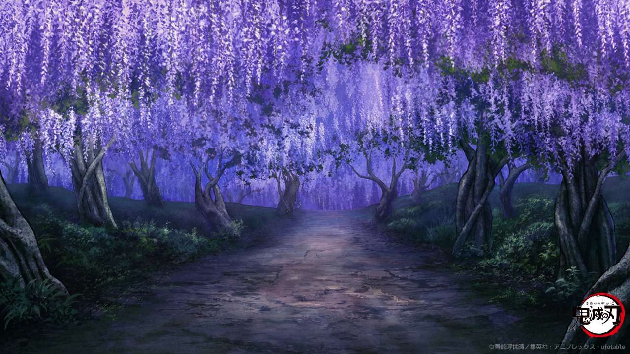 Клинок рассекающий демонов фиолетовый лес