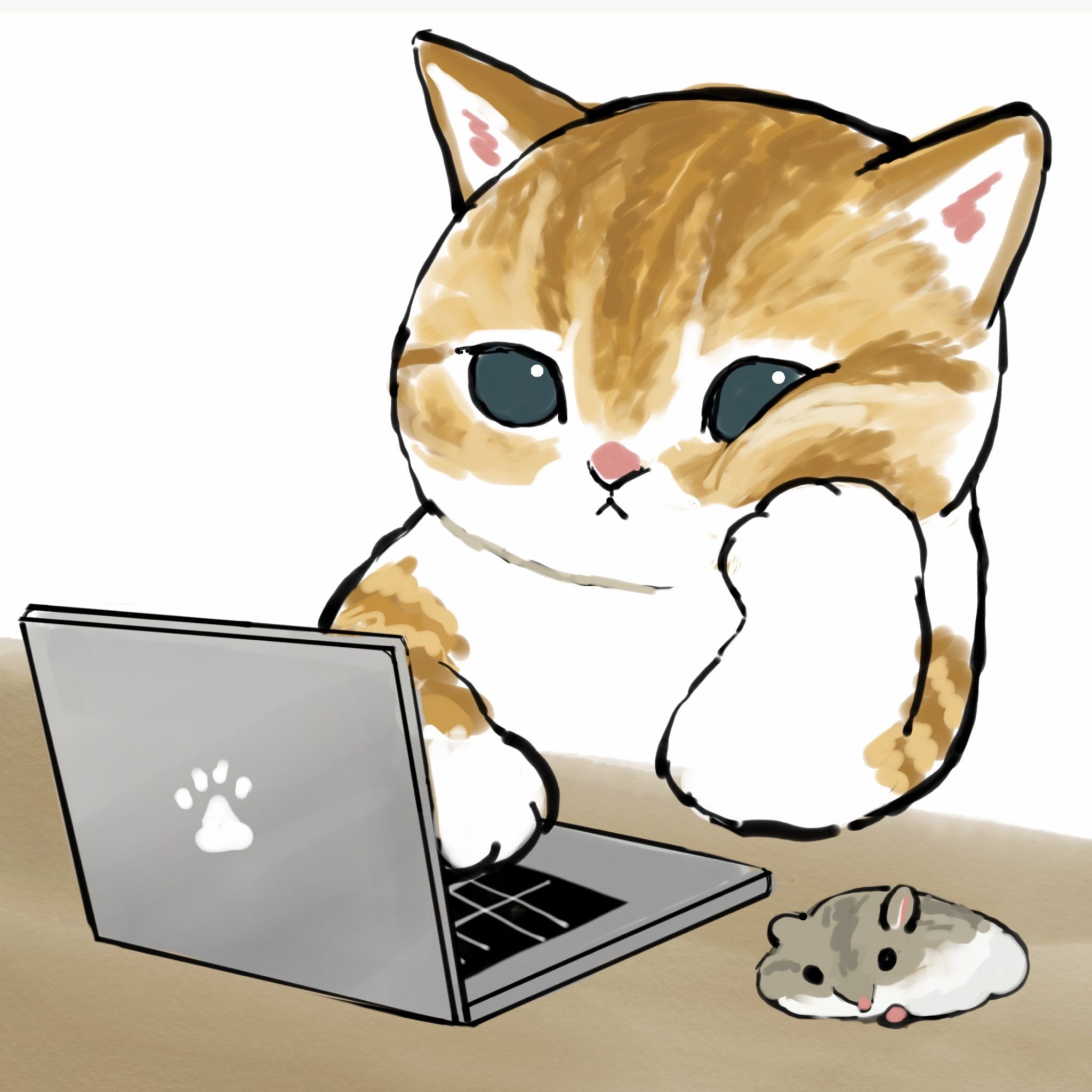 Нежное это культурный кот speed up. Котик за компьютером. Кот и компьютер. Милые котики за компьютером. Милые мультяшные котики.