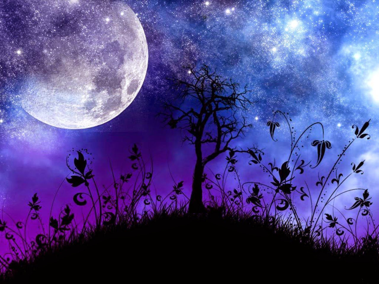 Свет спокойной. Фиолетовая Луна. Ночной фон. Лунное небо. Луна на небе.