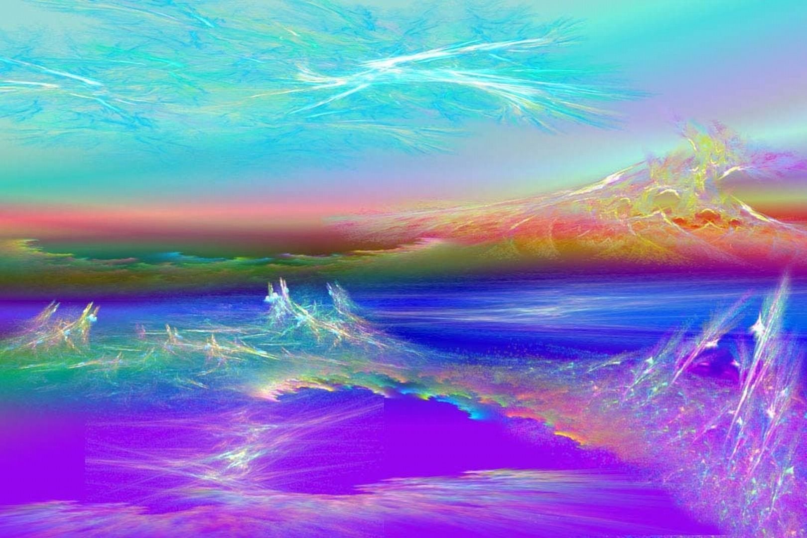 Плавный поток. Энергетические картины Елены Саппа. Радужное море. Цветные волны.