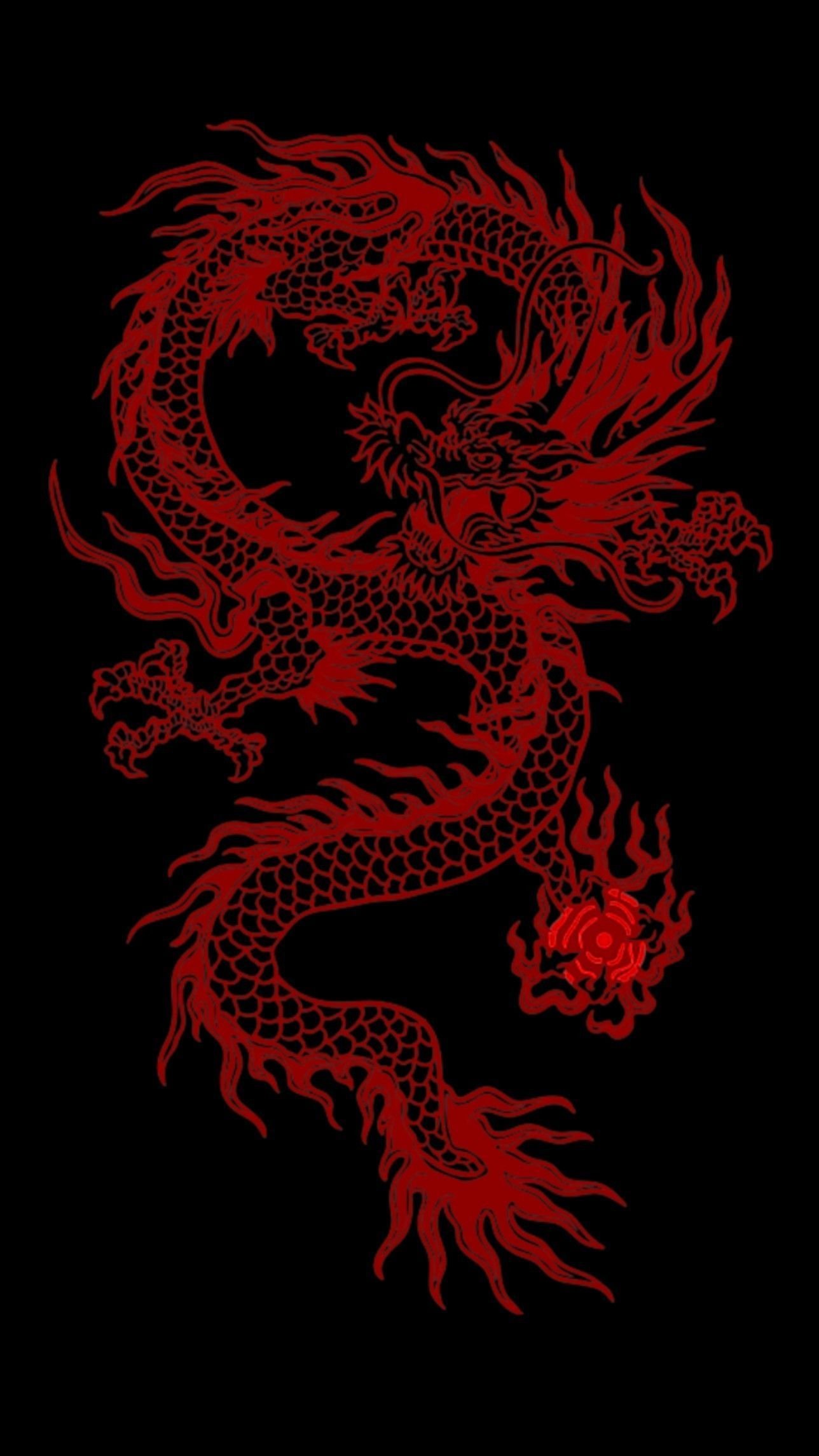 Красный японский дракон