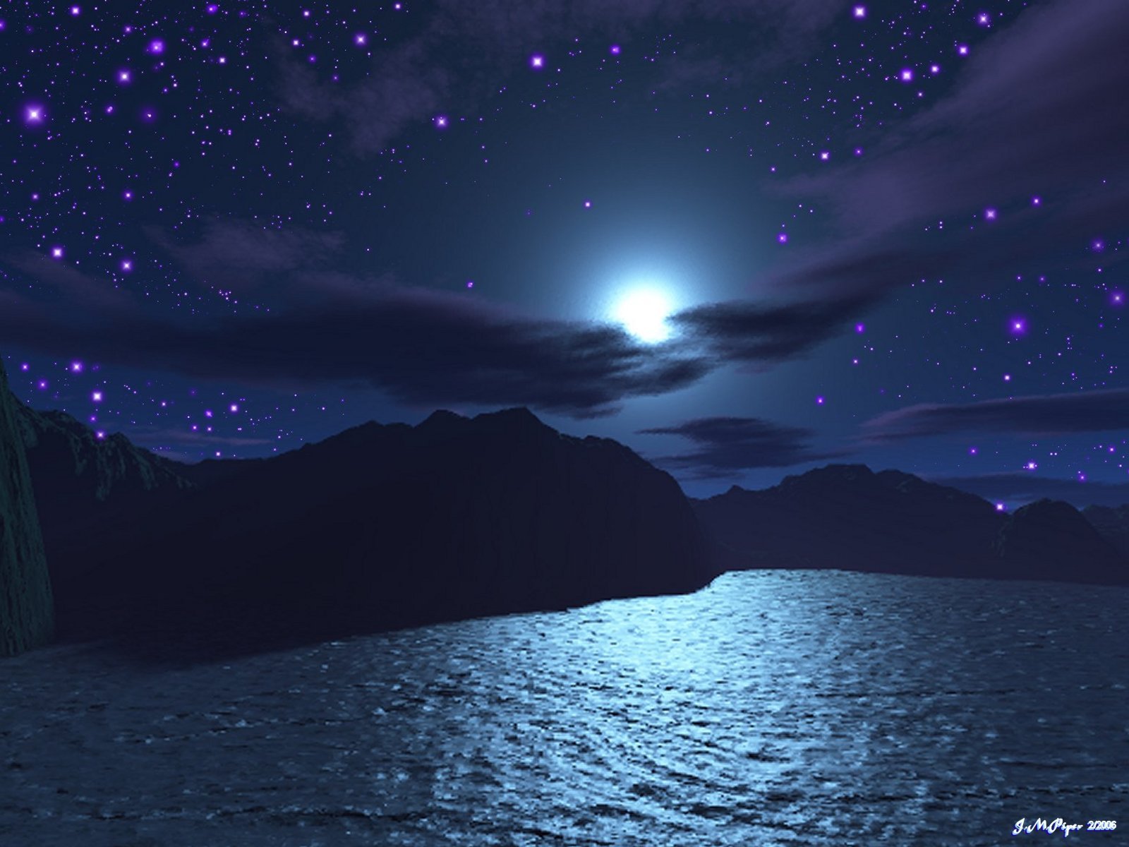 небо и море ночью