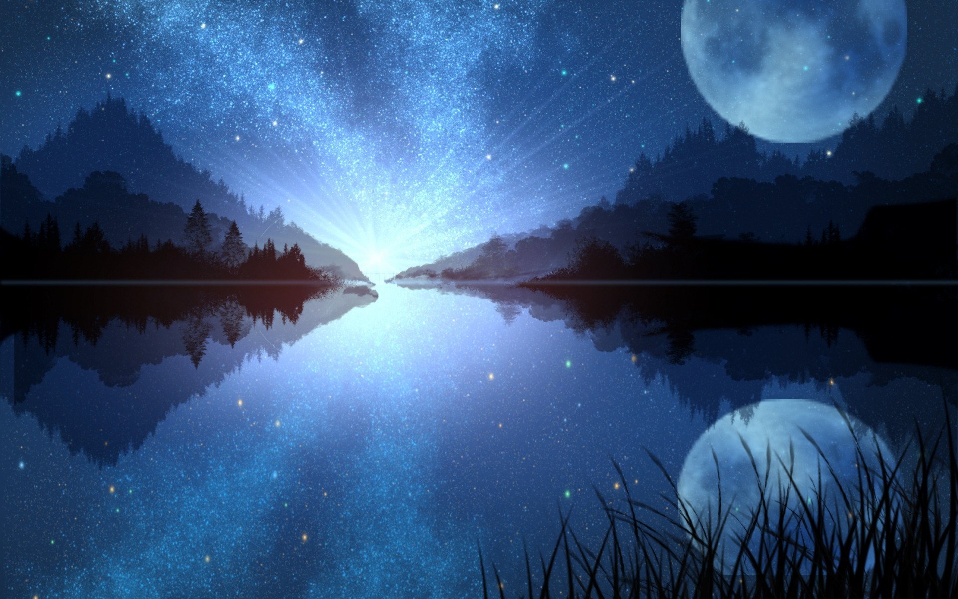 Ночь озеро Луна