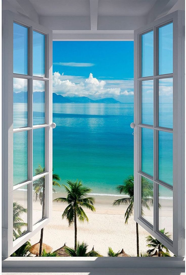 красивый вид из окна на море
