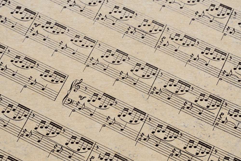 Ноты на старой бумаге для украшения