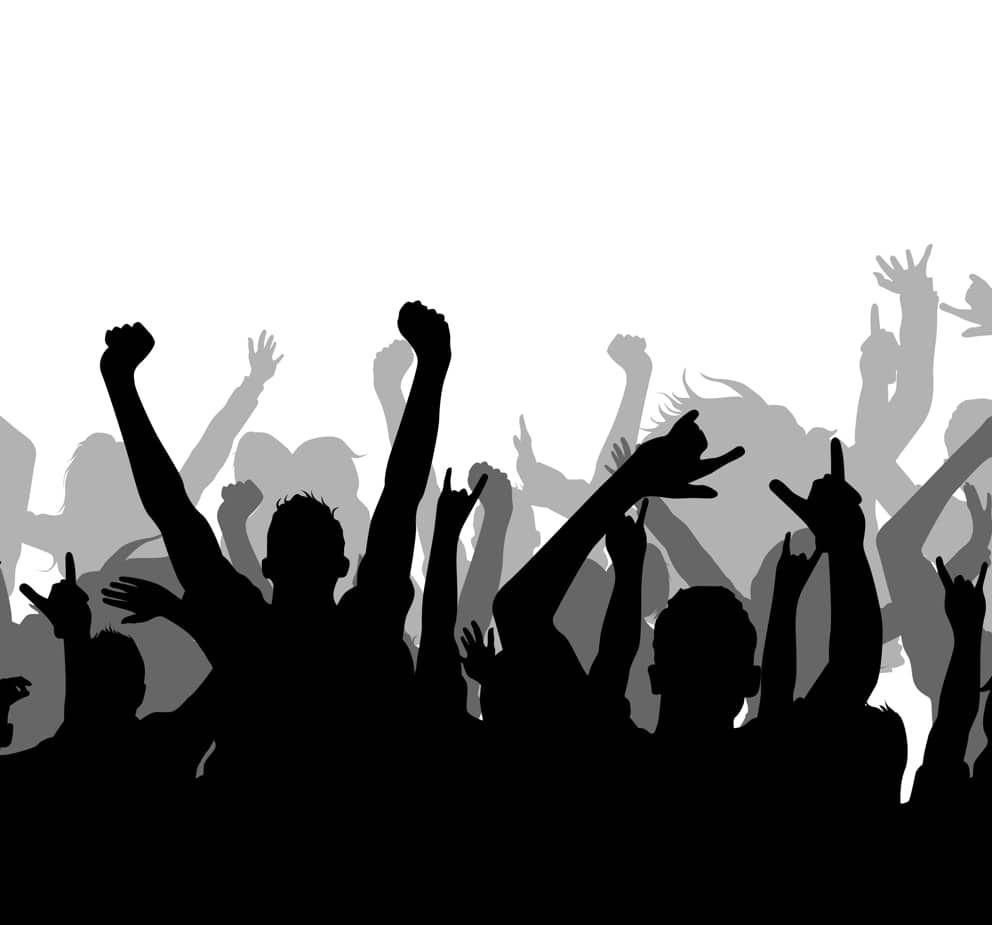 Силуэт толпы рок концерт