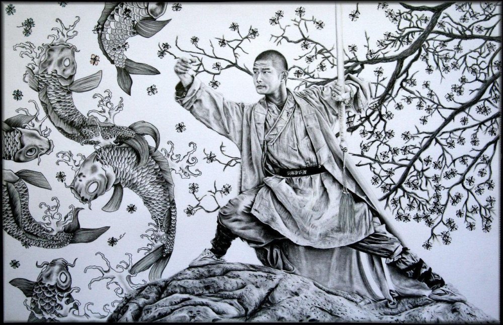 Кунг-фу Шаолинь монах рисунок