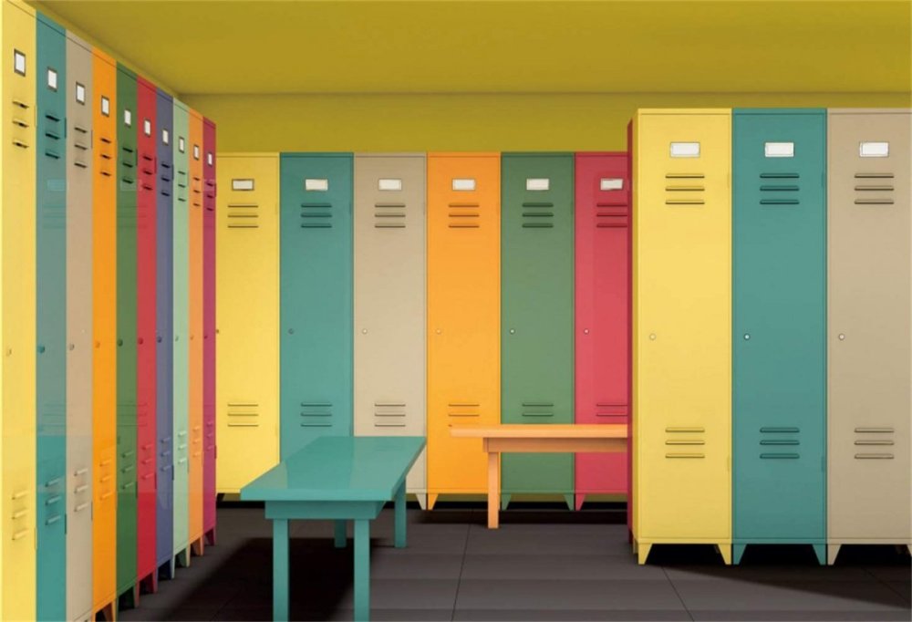 Бирюзовые шкафчики школьные фон