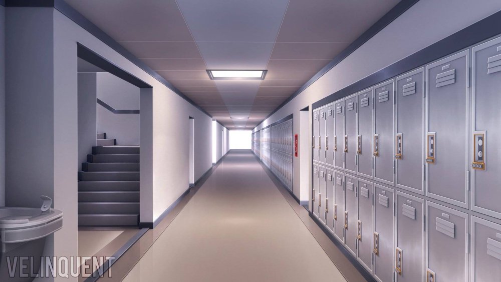 Школьный коридор шкафчики