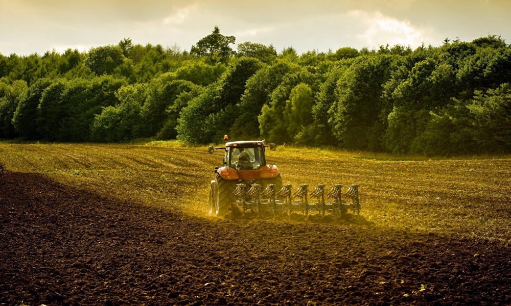 Красивый трактор в поле