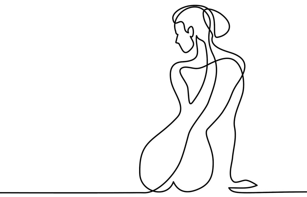 Силуэт девушки одной линией