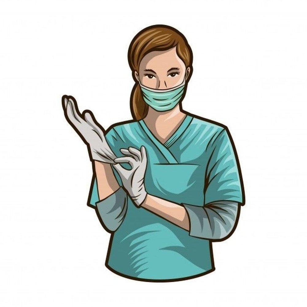 Девушка в мед перчатках