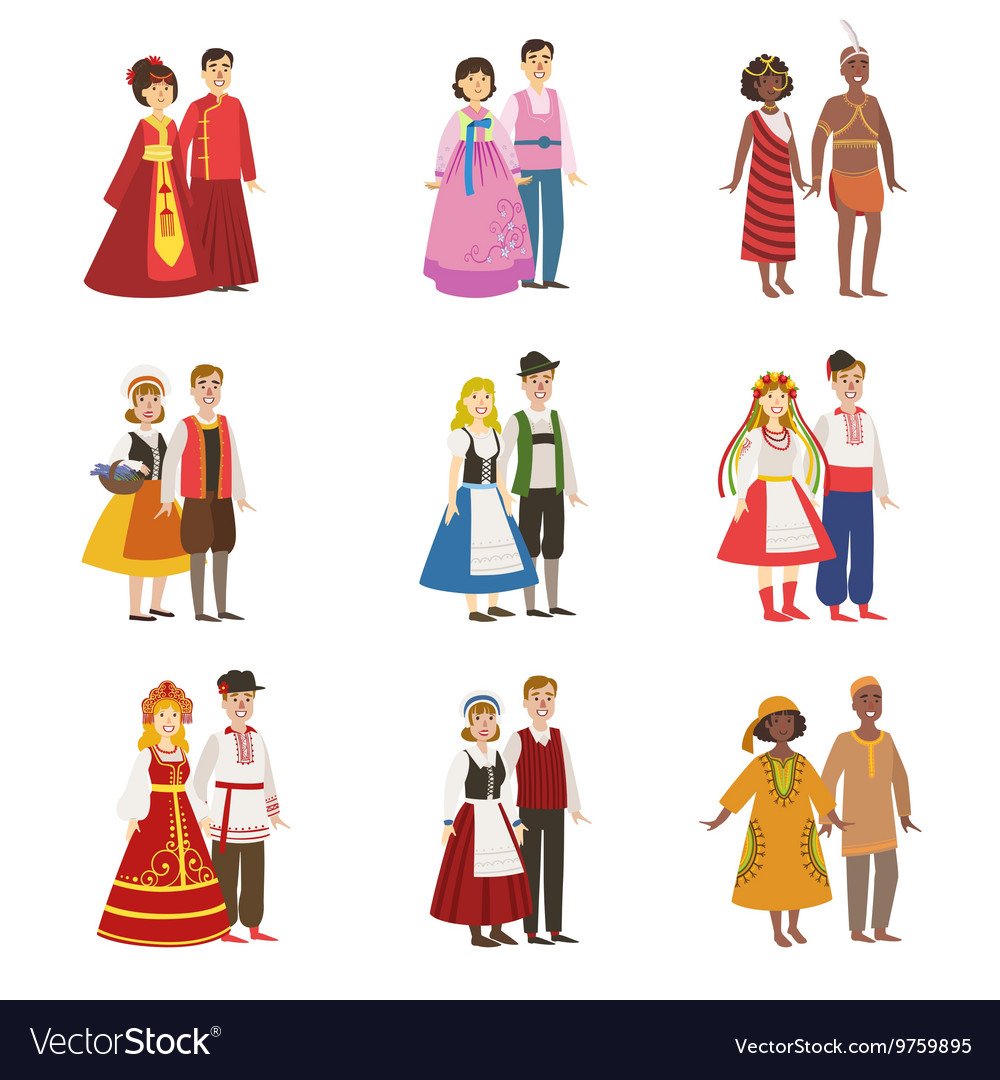 Люди разных народов в костюмах