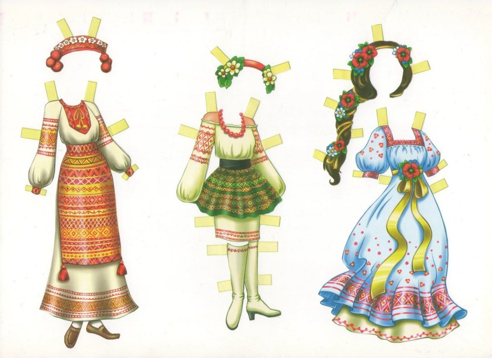 Силуэты людей в русских народных костюмах