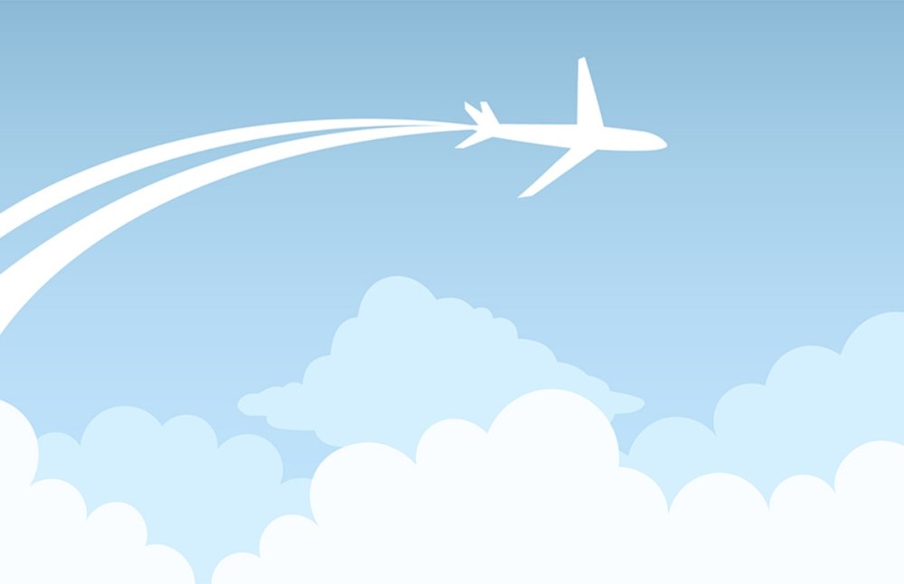 Самолет в небе на белом фоне