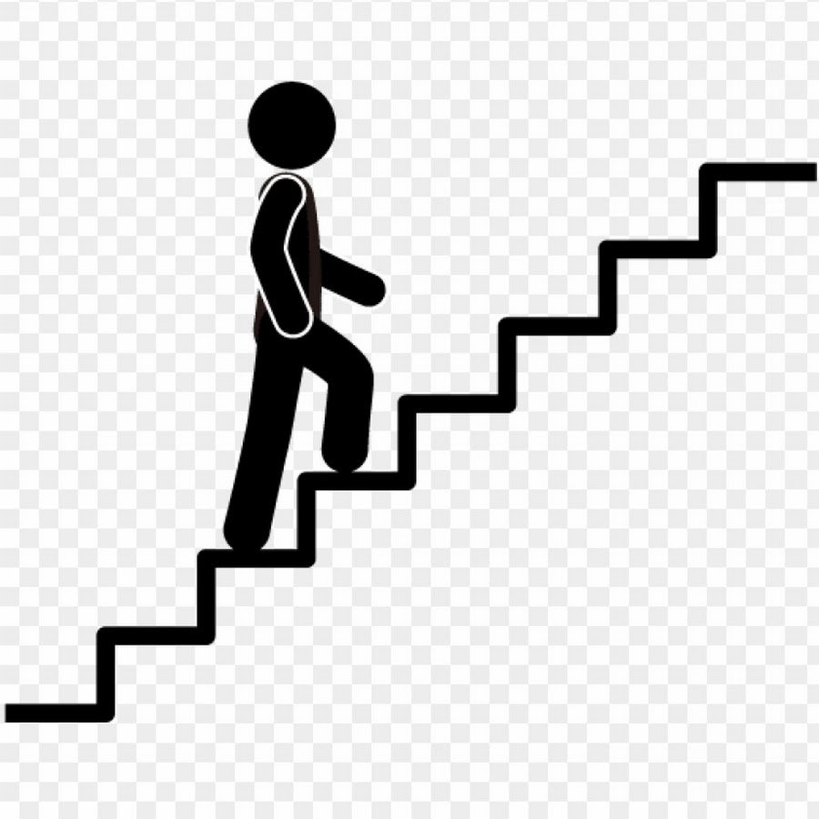 Человек поднимается по лестнице