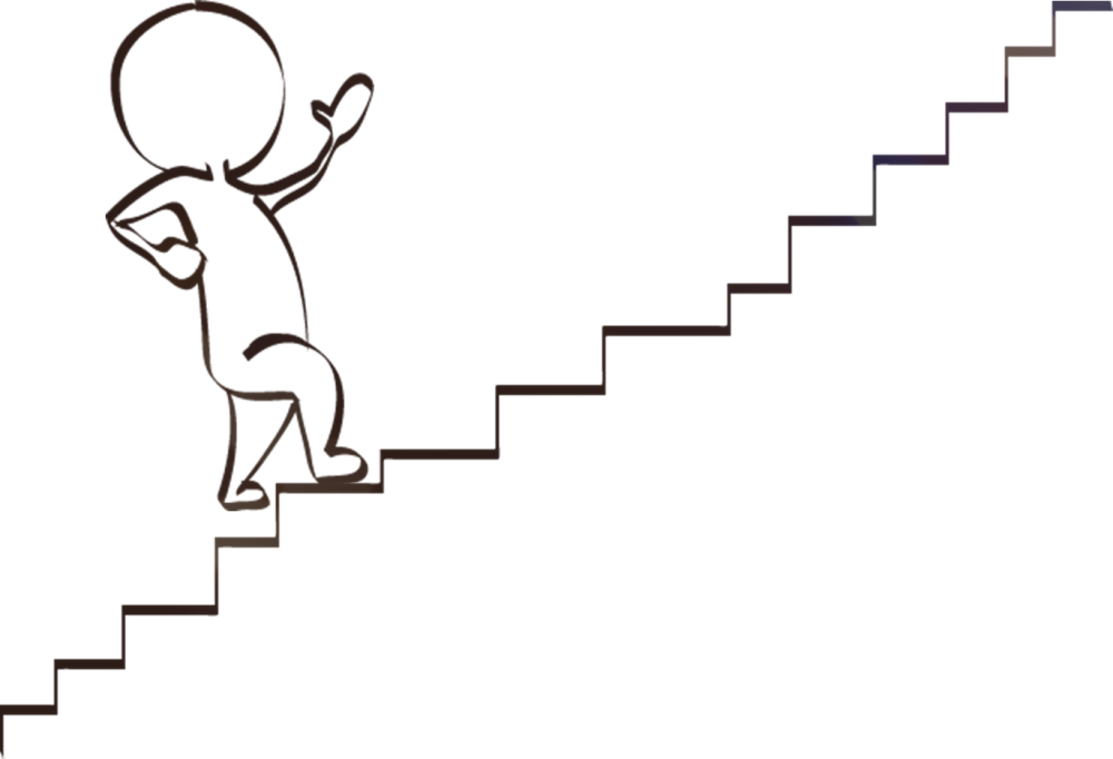 Человечек поднимается по ступенькам