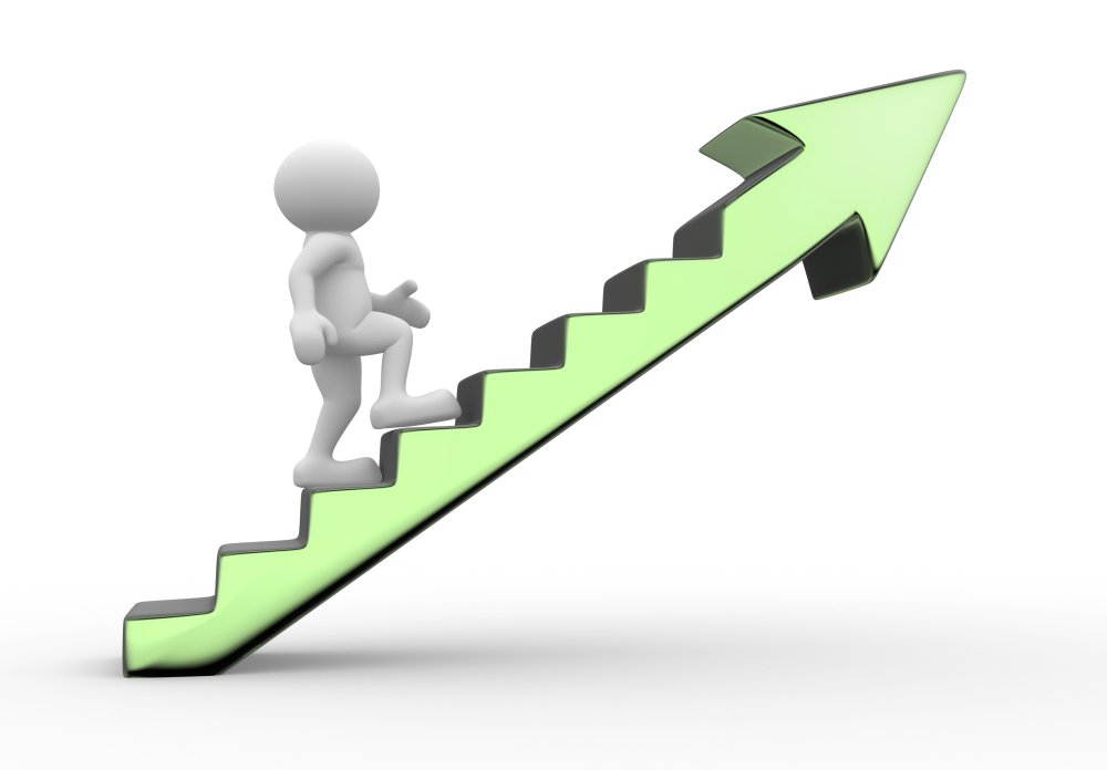 Человек забирающийся по стремянке