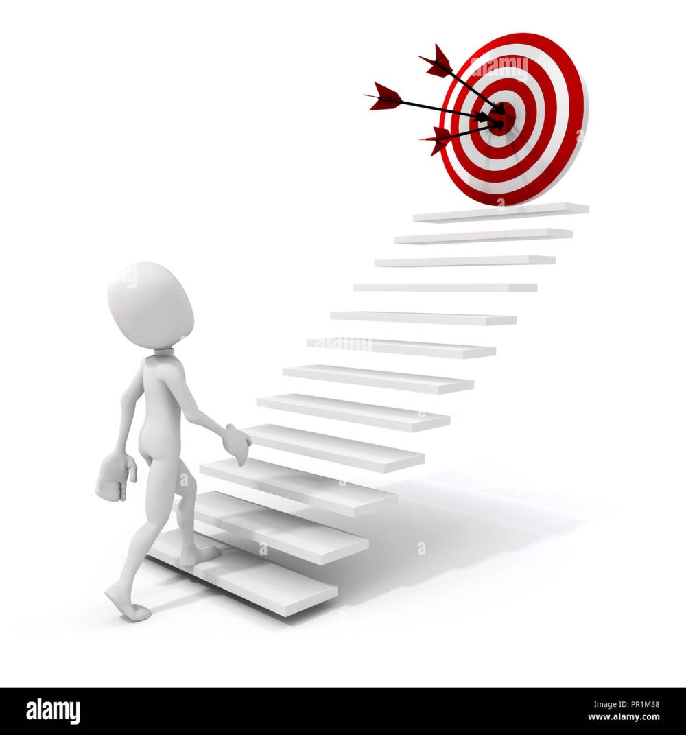 Человечек поднимается по ступенькам