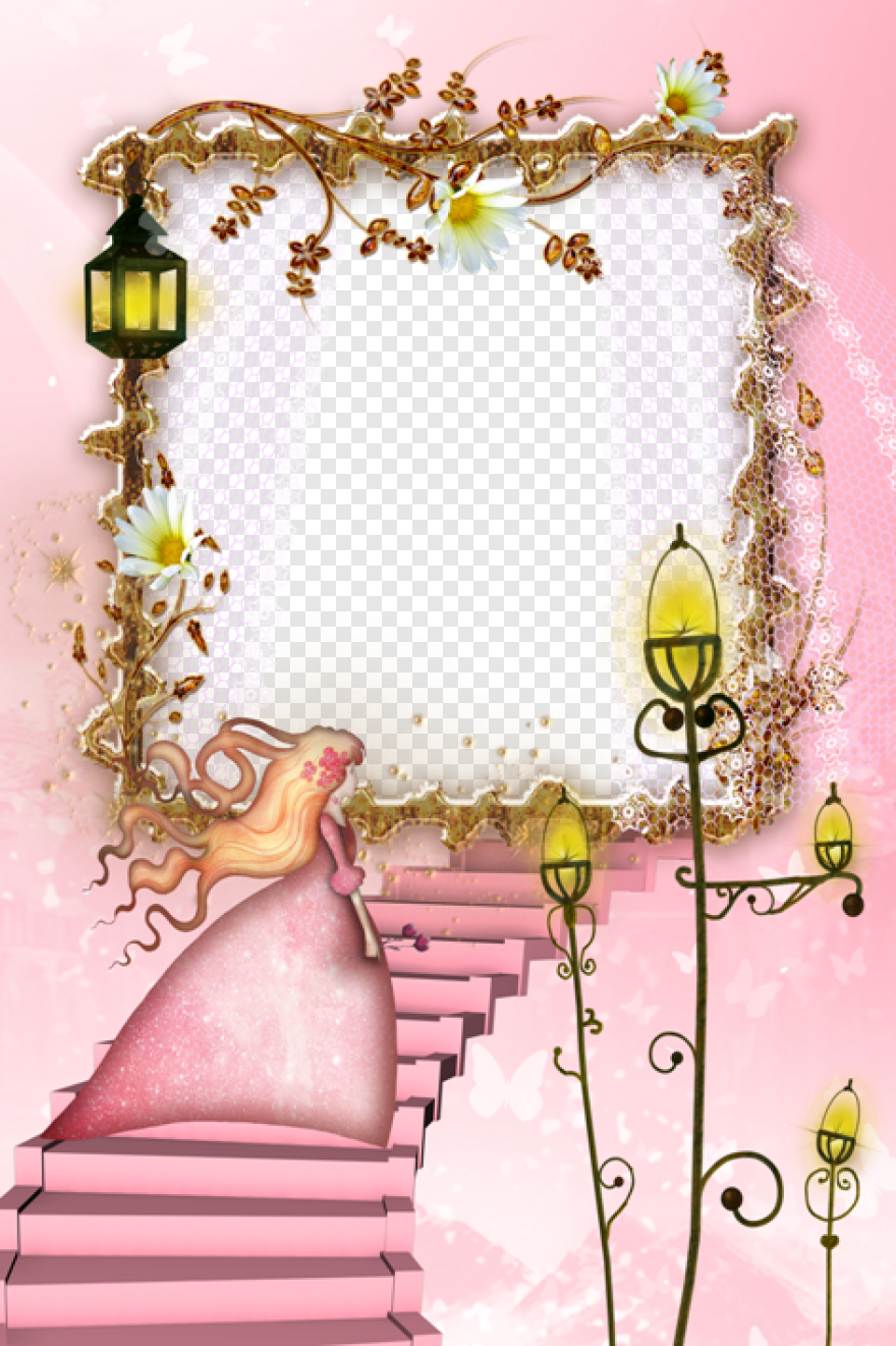 Сказочные рамки на розовом фоне