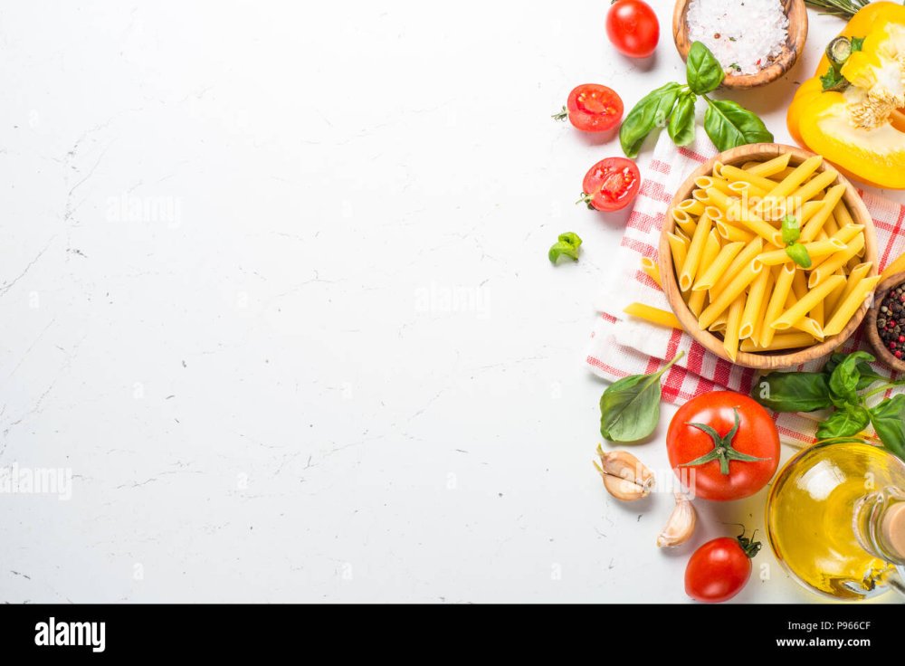 Еда на белом фоне вид сверху