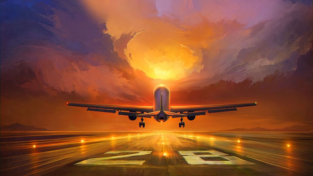 Девушка на фоне самолета