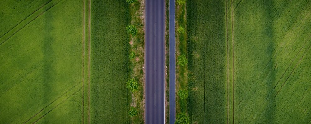 Зеленое поле вид сверху