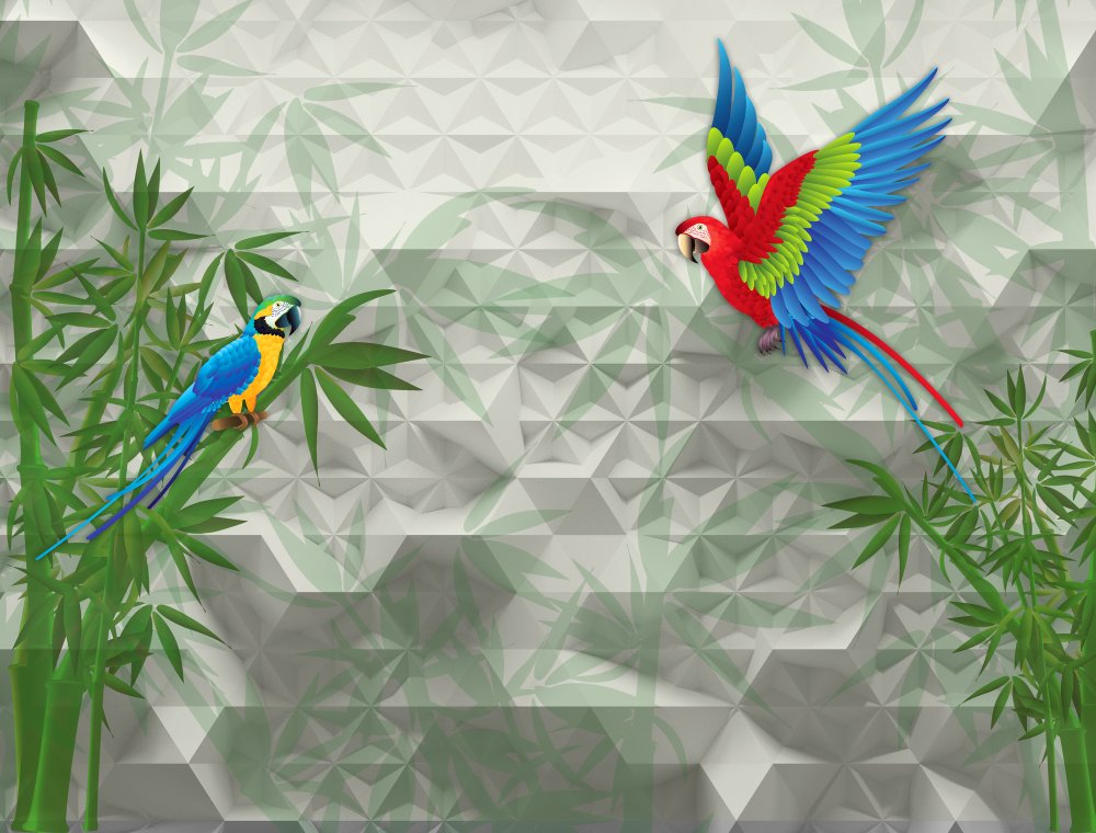 Тропические птицы на белом фоне