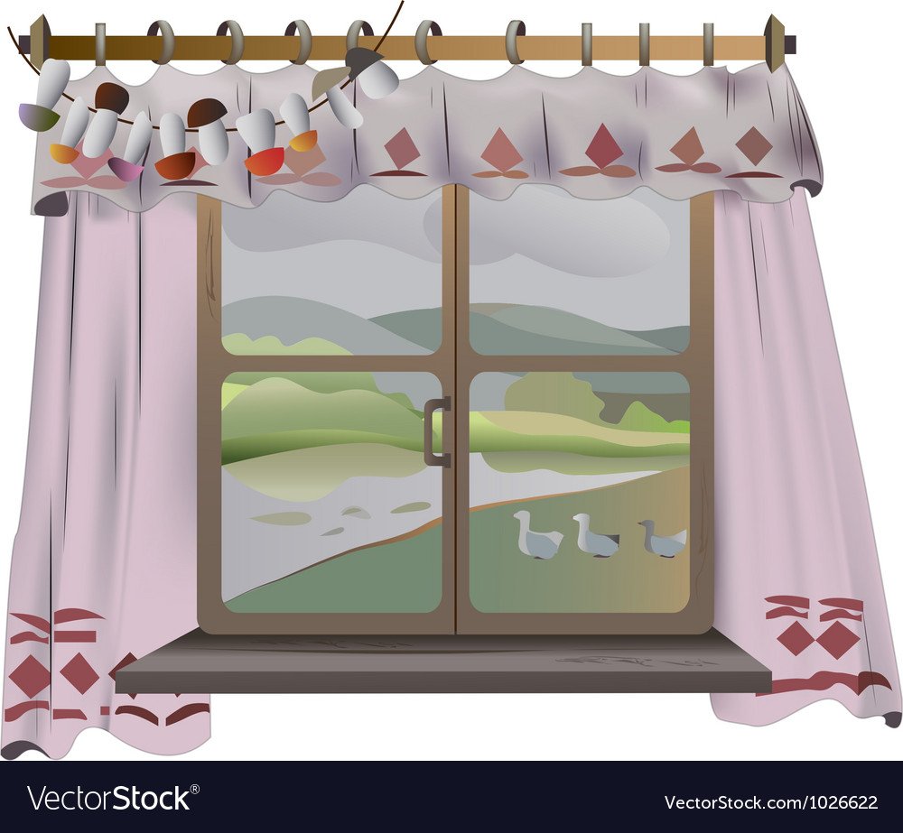 Аппликация шторки на окне