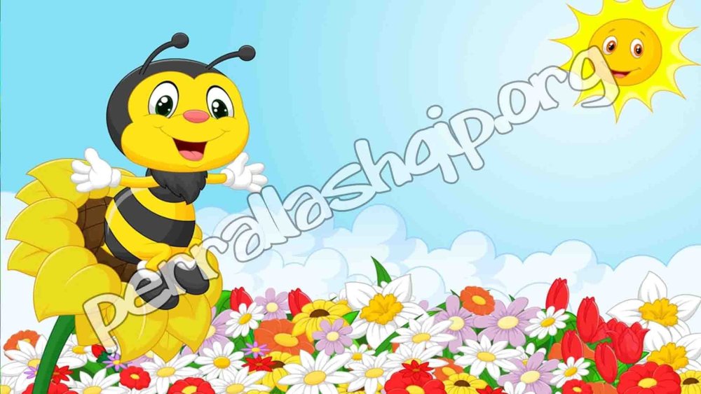 Мультяшная природа с пчелами