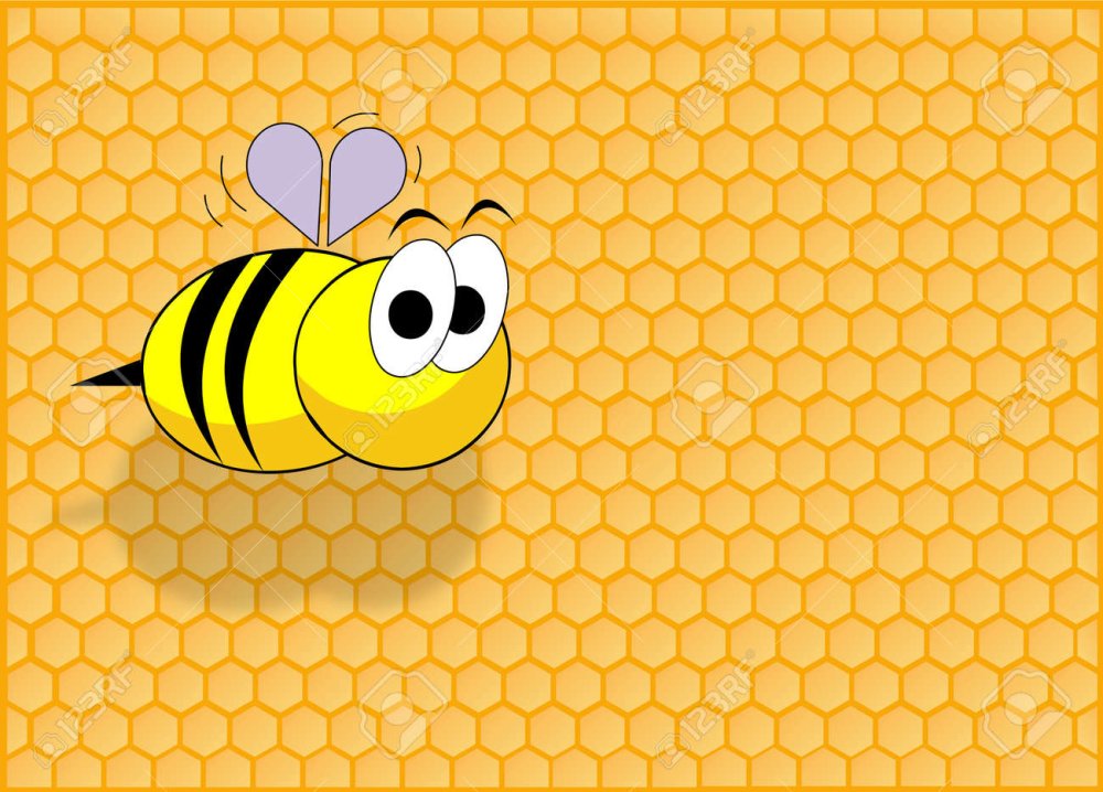Мультяшные пчелки с сотами