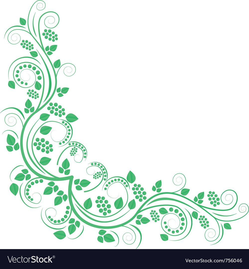 Узор в углу листья зеленые