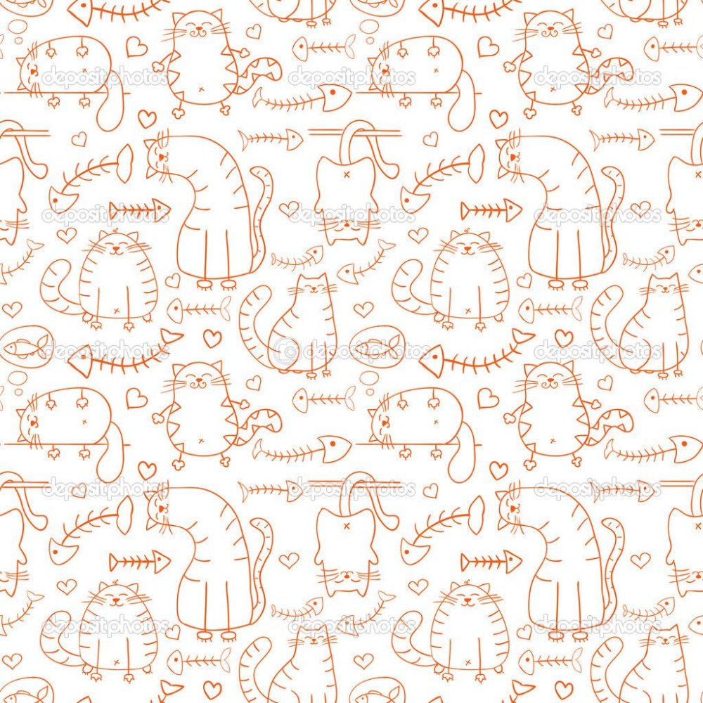 Паттерн котики черно белые