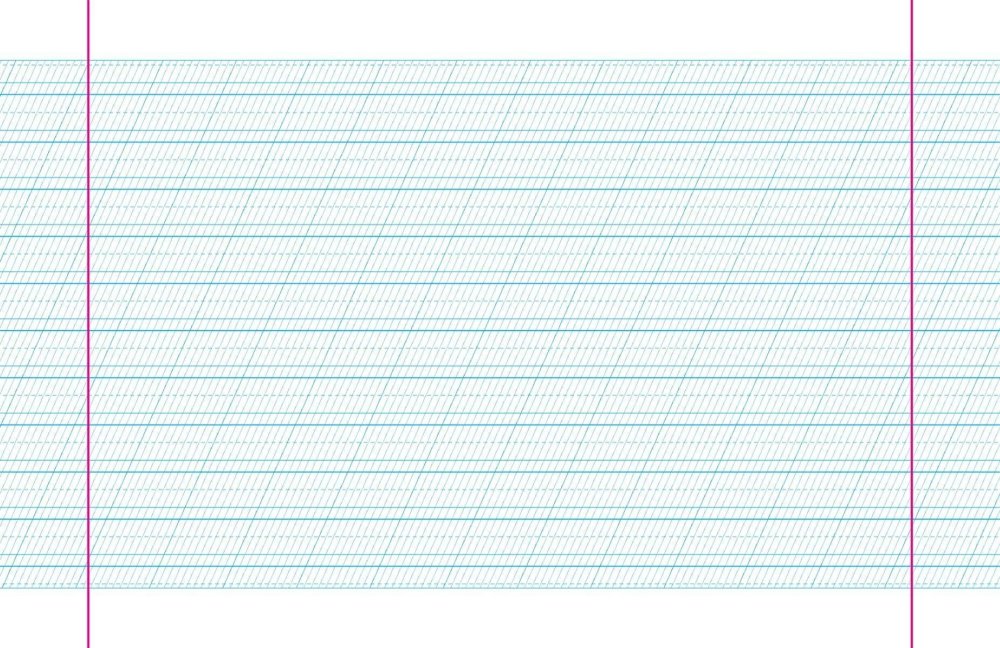 Тетрадный лист в частую косую линию