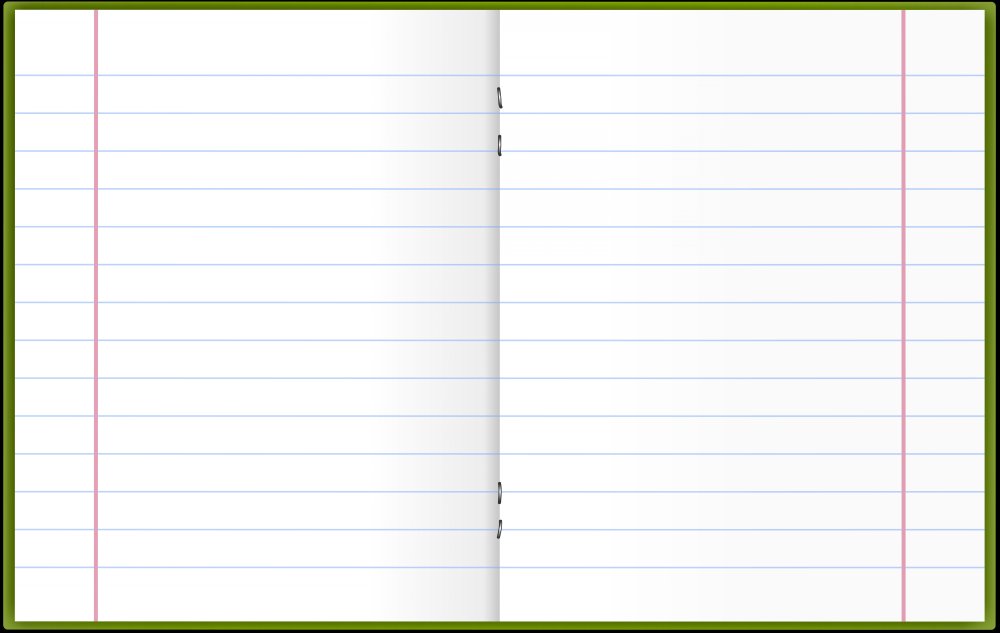 Разворот тетради в линейку