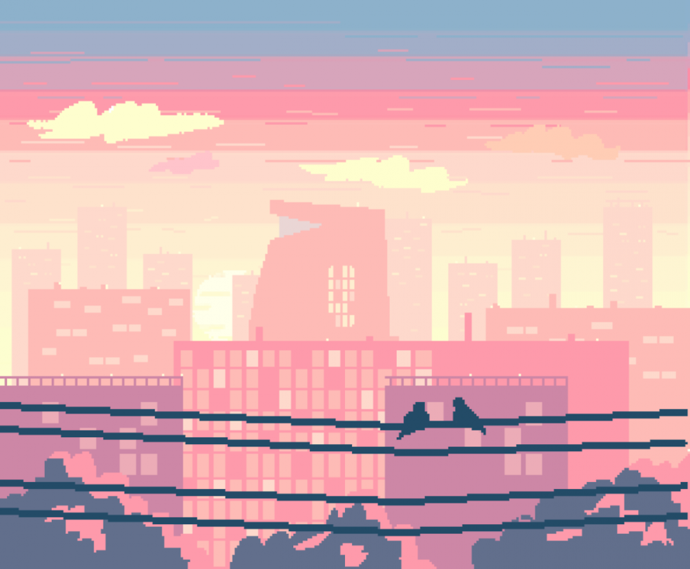 Пиксельный пейзаж города