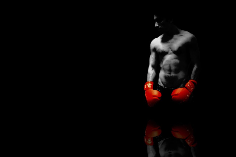 Боксер на черном фоне