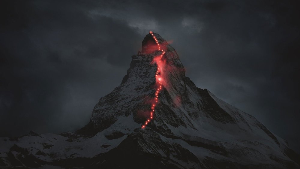 Швейцария гора Маттерхорн и звезды