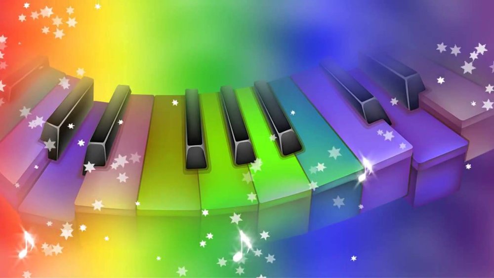 Цветные нотки на прозрачном фоне