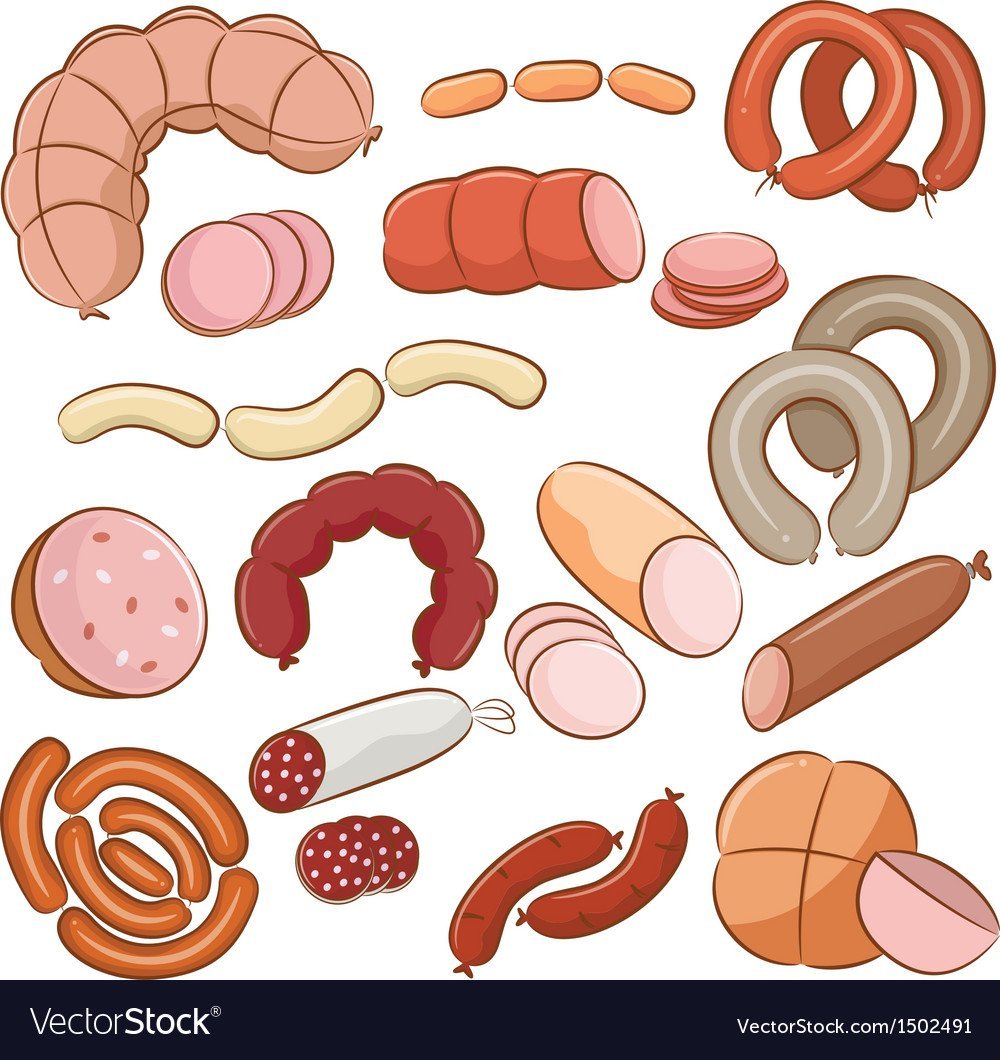 Колбаса нарезанная вектор