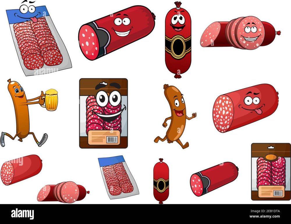 Колбаса в мультяшном стиле