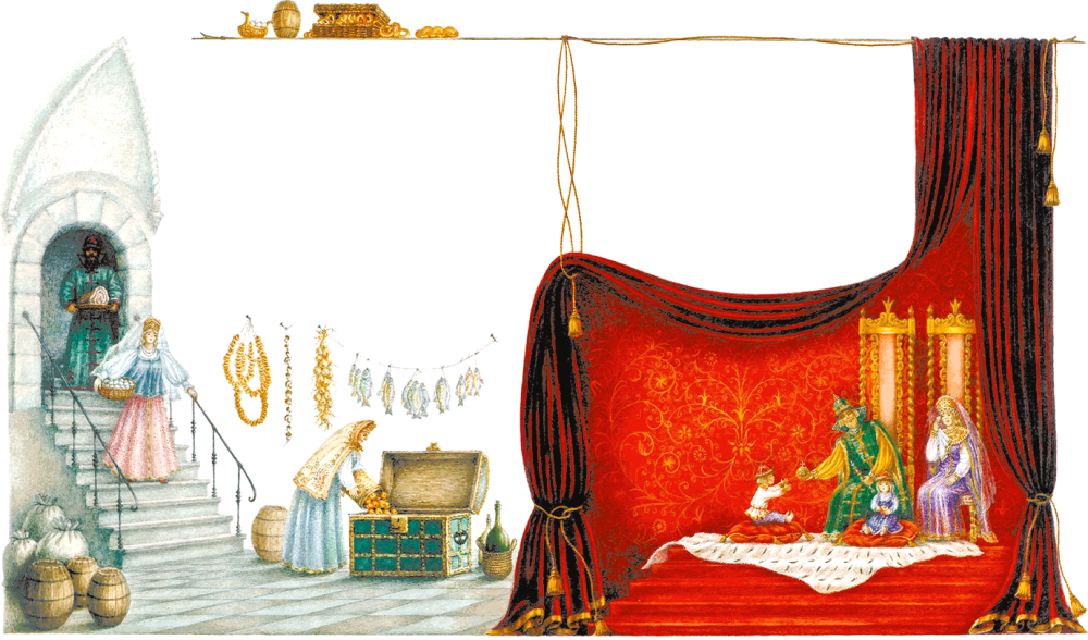 Занавес в театре в русском народном стиле