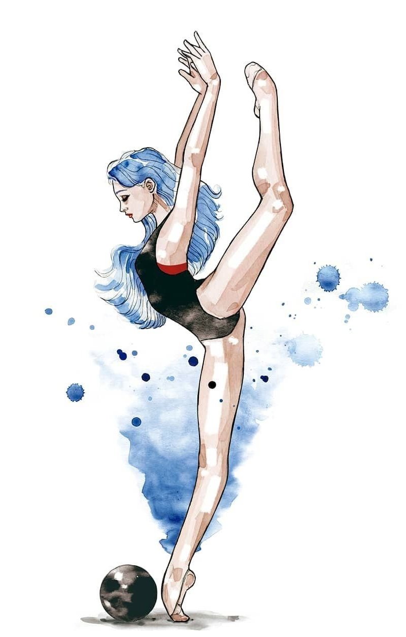 Гимнастка акварель