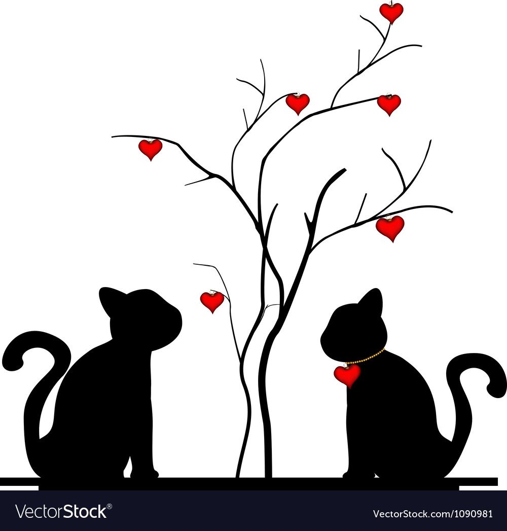 Силуэт кота на дереве